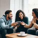 제품디자인에서 고객 요구 분석의 중요성 - **Prompt:** A diverse group of four young adults (two women, two men, all appearing to be in their m...