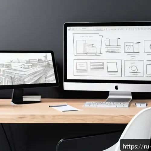 Home 31 제품디자인 포트폴리오와 자기소개서 연계법 - A professional designer’s portfolio workspace, featuring a sleek modern desk with a high-resolution ...